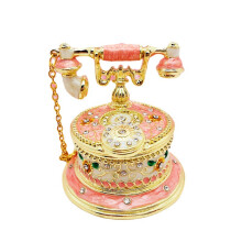 Telephone Hinged Jewelry Trinket Box Vintage Decorative Hinged Jewelry Box Gift For Home Decor