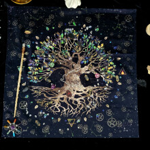 Pentacles de l'Arbre de Vie 64x64cm, 4 éléments,Constellation perle velours talobu