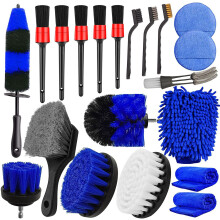 Kit de 20 brosses pour roues et pneus, kit de nettoyage pour le perçage et le lavage auto.