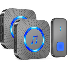 Wireless Doorbell, Outdoor Waterproof Doorbell, 400 m Range, Front Door Bell with 2 Receivers