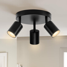 LED-Deckenstrahler, schwenkbar, GU10, 3-flammig, rund, schwarz, moderner Strahler