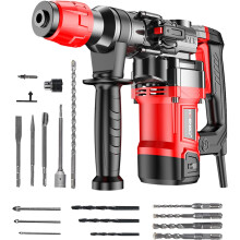 Rotary Hammer Drill with Safety Clutch, 1100 RPM AC Corded Rotomartillo for Concrete - Including 6 Drill Bit