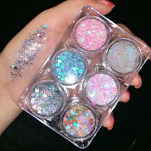 Lot de 2 fards à paupières à paillettes, 6 couleurs, maquillage effet flash, maquillage de scène