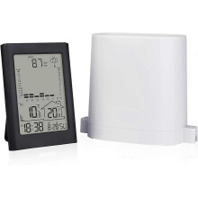 Wireless Rain Station Wireless Rain Gauge Weather Station with Indoor Outdoor Thermometer Rain Alarm Clock Time/week/date Display Led Backlight Digita
