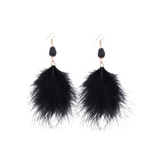 1 Pair Long Earrings Plush Earrings Black
