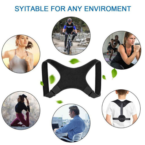 Posture Corrector Brace Black 1set 64x21cm 1