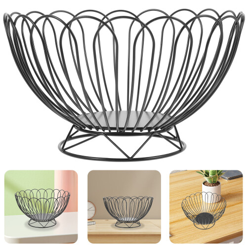 Decorative Fruit Basket For Kitchen Black Wire 1pack 1