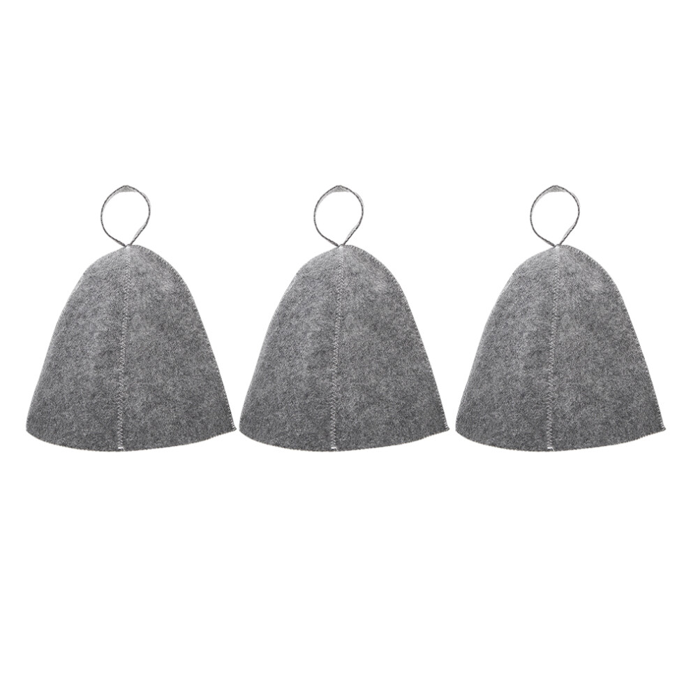 Aboofan Grey 3Pcs Reusable Sauna Accessories Felt Bathing Hats For Home Use