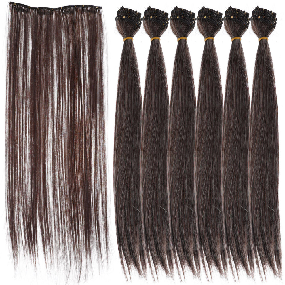 Ohphcall Unisex 7Pcs Women Straight Hair Extensions With Clips