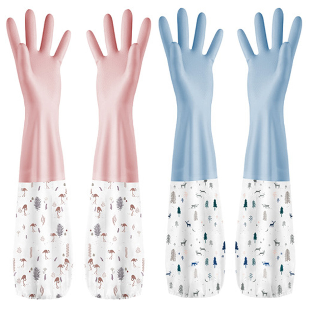 2Pairs Long Cuff Reusable Cleaning Gloves for Kitchen Dishes-image-OPC-PJT9SXJ-NEW
