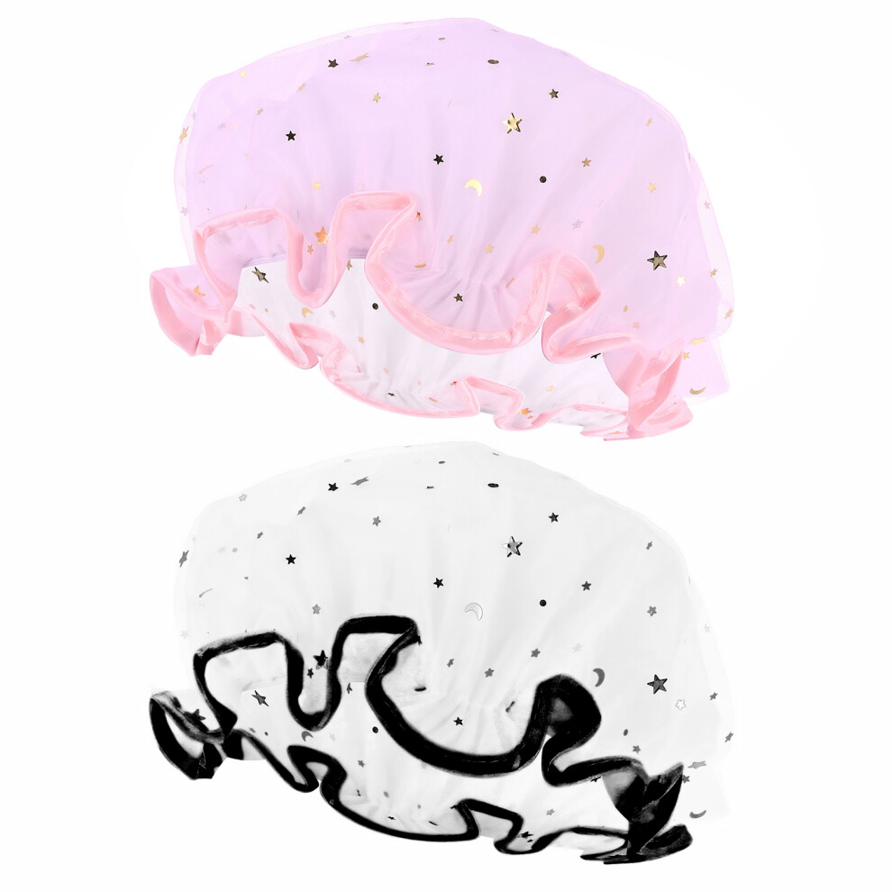 Happyyami 2Pcs Waterproof Eva Shower Caps Elastic Bathing Hats Assorted Colors