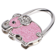 Pink Rhinestone Elephant Foldable Handbag Hanger Hook Holder