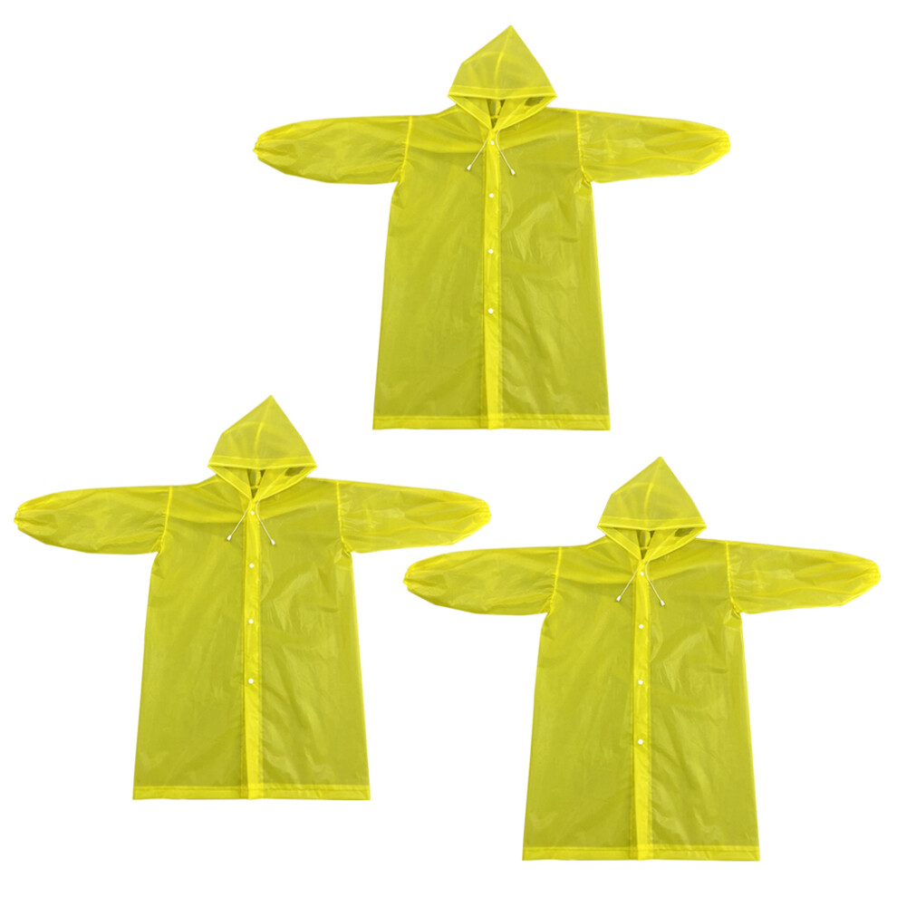3Pcs Waterproof Raincoat For Adults With Hood Portable Outdoor Yellow 3053133096942