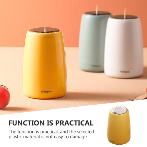 1Pc Automatic Yellow Toothpick Box Plastic Pop-Up Toothpick Holder 2