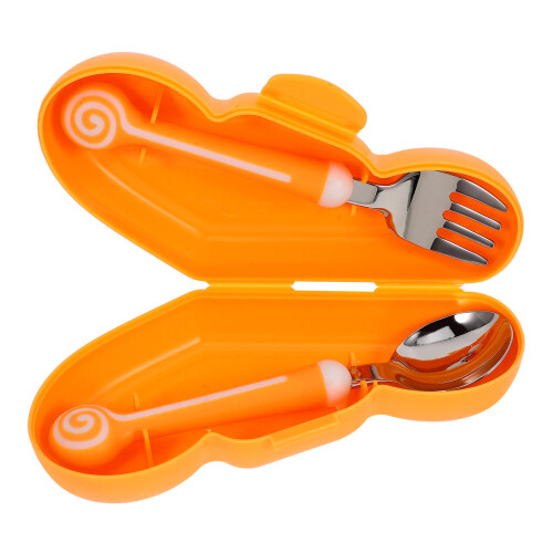 1Ensemble Ensemble Couverts 316 Orange Avec Étui