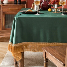 (green, 100x100cm) 1PC European Tassel Velvet Tablecloth Square Dinner Table Cover Retro Decoration