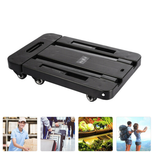 Small Push Cart Dolly Foldable Trolley Silent Handling Office 2