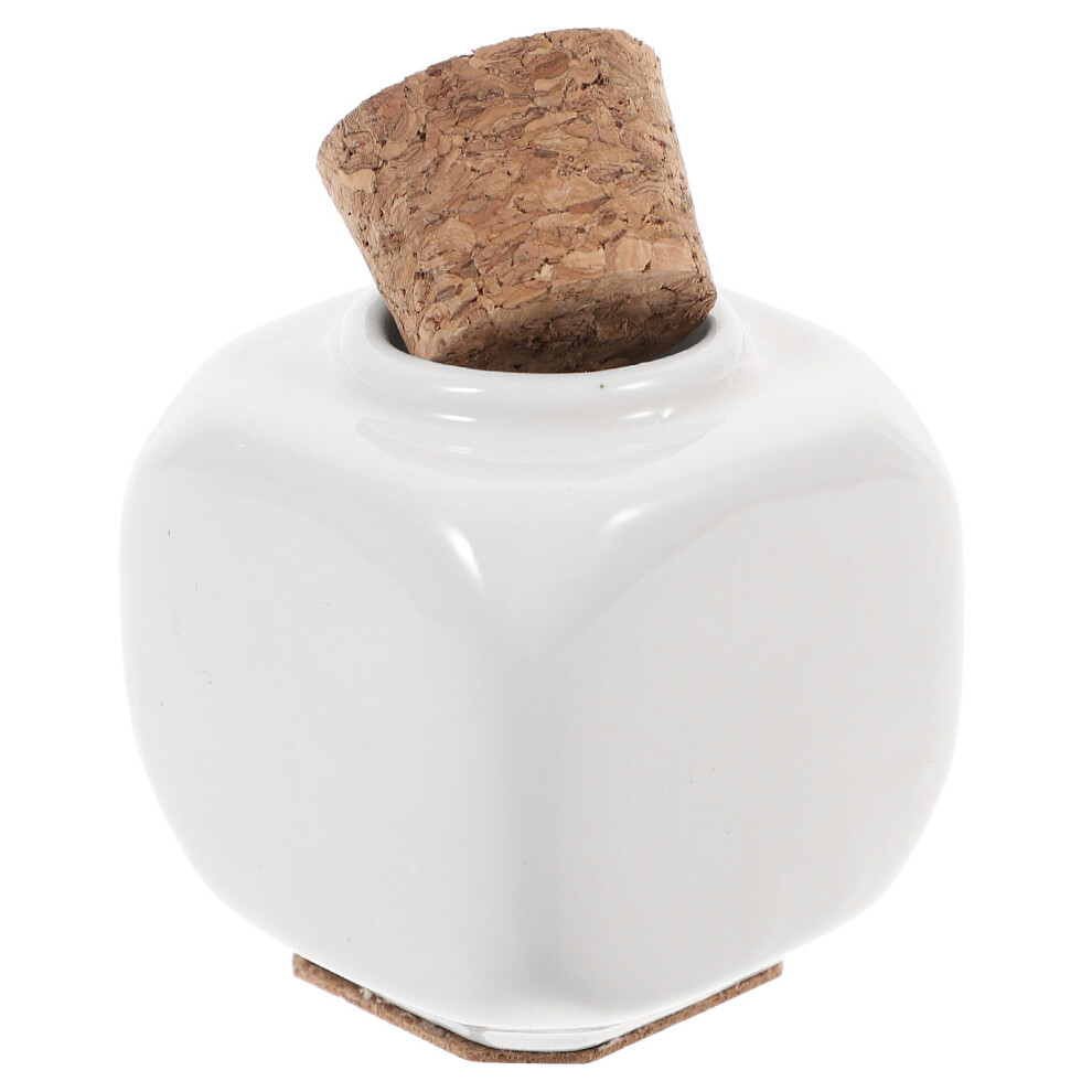Vaguelly White Nail Art Ceramic Cup Bamboo Manicure Bottle With Cork Lid