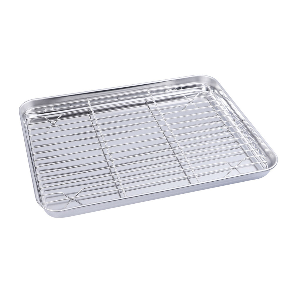 2pcs 1 Set Cooling Rack Bakeware Pan Roasting Pan Baking Pan