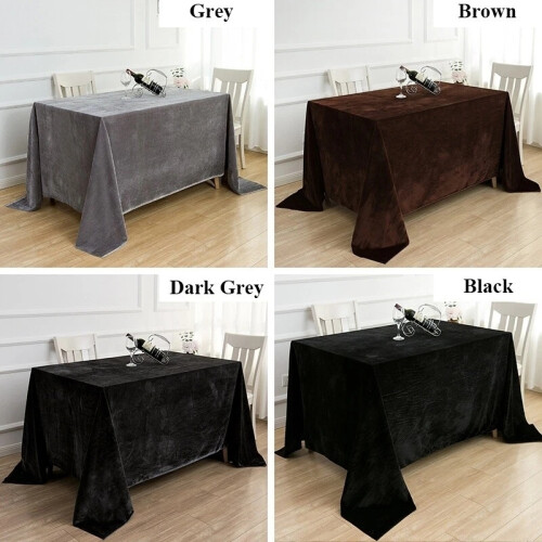 (black, 160cm x 280cm) Velvet Tablecloth Pleuche Table Cover Rectangle Solid Fabric Kitchen Decoration