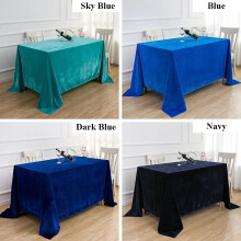 (sky blue, 160cm x 280cm) Velvet Tablecloth Pleuche Table Cover Rectangle Solid Fabric Kitchen Decoration