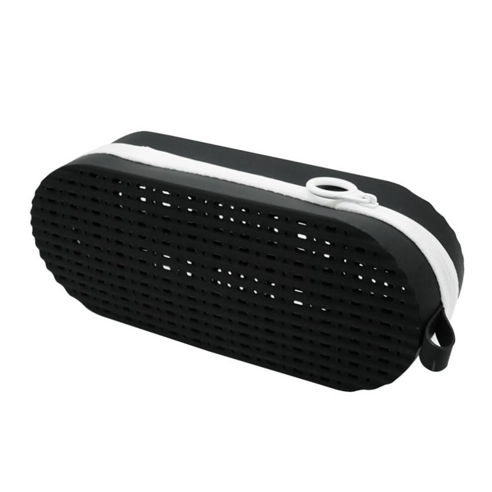 Swimming Goggles Case with Drain Holes, Zipper Closure, Silicone Protective Case for Swim Goggles and Sunglasses, Black