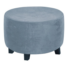 Footstool Cover, Stretch Ottoman Cover, Soft Velvet Ottoman Cover, Round, Extra Large Marine Blue, Collapsible Storage Ottoman