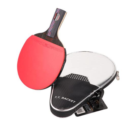 Table Tennis Bat Set, ITTF Approved Carbon Bat for Training, Short Handle, Performance Level Rubber, 1 Pack
