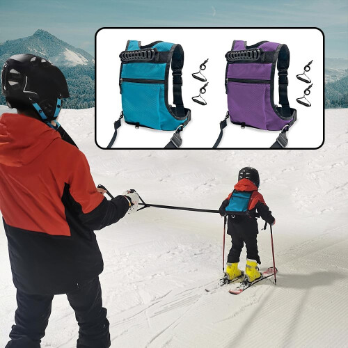 Snowboard Training Gear with Backpack for Kids - Ski Harness System with Absorbent Leash for Safe Skiing 2