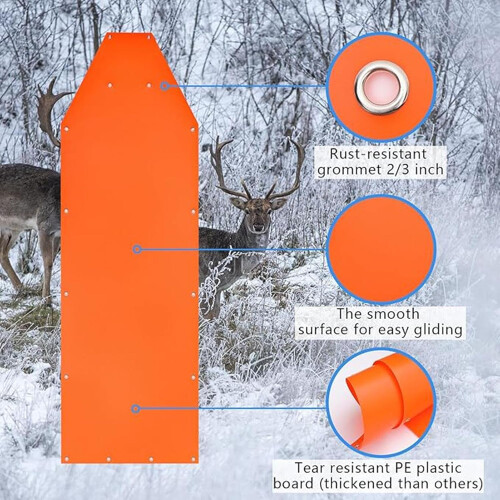 Wild Tug Train - Durable Deer Sledge Tractor with Adjustable Harness, Thickened Orange Yard Sledge with Handle 2