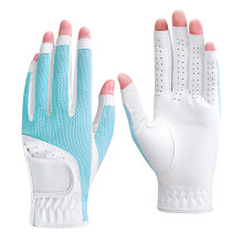 Ladies Golf Gloves Fingerless Adjustable Breathable Sun Protection XL Blue/White for Outdoor Sports and Cycling