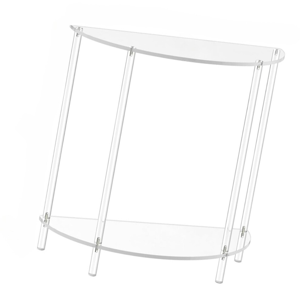 Contemporary Robust Acrylic Two-Tier Accent Table For Bedroom Or Living Room, Maximizes Corner Space 6482260785653