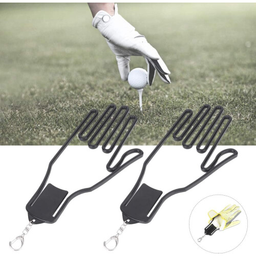 Golf Glove Stretcher 2 Pack, Plastic Support Rack Hanger for Golf Gloves, Adjustable Size, Black 1