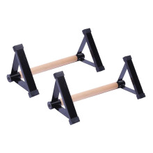 Wooden Parallettes Push Up Handles - Sturdy Handstand Bars for Calisthenics - Black - Ideal for Adults Men Women
