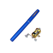 38 Inch Mini Portable Pocket Fishing Rod and Reel Combination, Blue Aluminium Alloy Fishing Gear for Travel