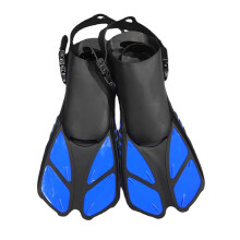Adjustable Hasps Snorkeling Fins Open Heel Short Flippers for Men and Women Swimming in Blue and Black Sizes S-XL