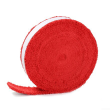 Badminton and Tennis Grip Tape 10m, Soft Microfiber Material, Non-Slip, Towel Adhesive, Red