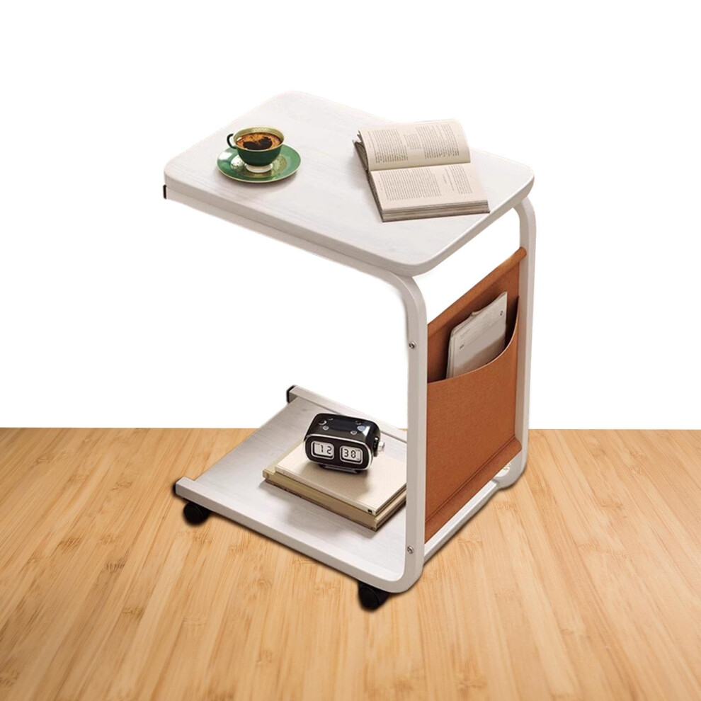 C-Shaped Side Table with Wheels, Mobile Double Layer Nightstand for Living Room, Bedroom, Multicoloured Design-image-OPC-PJTCPHS-NEW