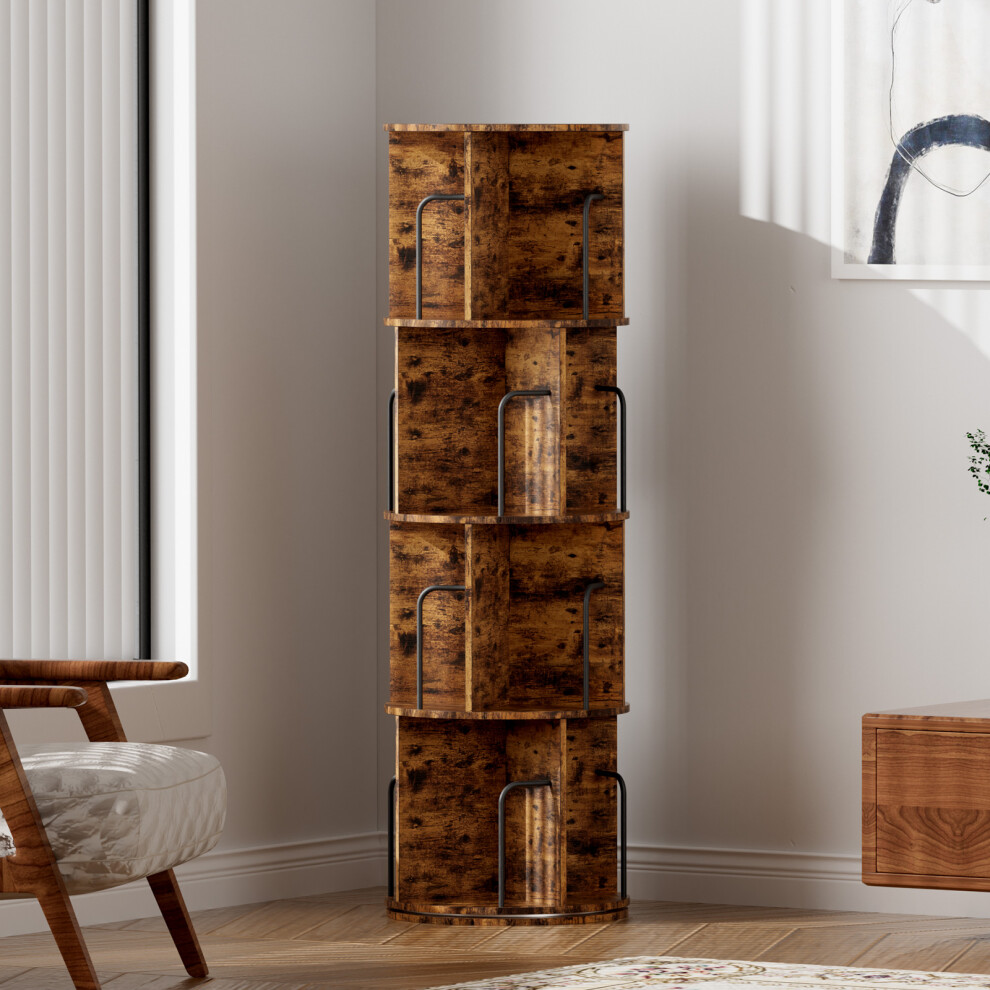 4-Layer Rotating Bookshelf 360 Rotating Bookshelf For Small Space Children's Bedroom-image-OPC-PJTCPY6-NEW