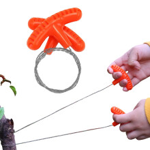 Hand Pocket String Rope Saw - Stainless Steel Cable Gear Wire Saw for Wood Cutting, Camping, Hiking, and Hunting - Orange