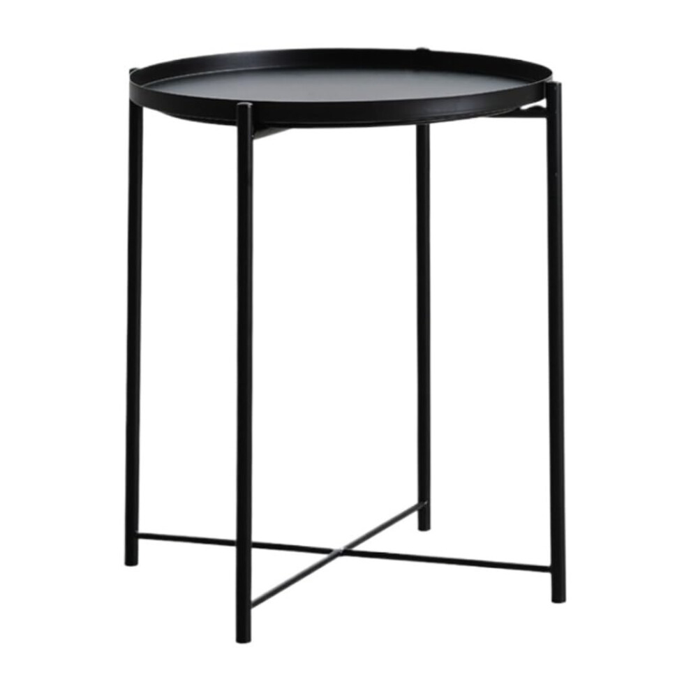 Coffee Table Black Iron Small Modern Side Table for Living Room and Bedroom, Simple Corner Sofa Table (A)-image-OPC-PJTDFYD-NEW