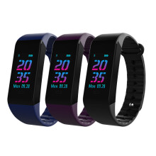 (Purple) Dynamic Heart Rate Blood Pressure Monitor Waterproof Remote Music Control Smart Sports Bracelet