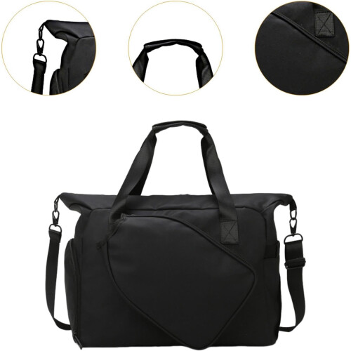 Badminton Bag and Table Tennis Racket Holder, Portable Lightweight Multi-Function with Adjustable Strap, Black 2