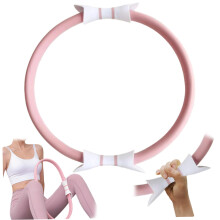 Pilates Ring for Home Fitness, 15 Inch Pink Yoga Ring with Double-Sided Handles for Thigh Training and Women's Workouts