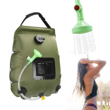 Camping Shower Bag 20L Portable Solar Heated Outdoor Shower for Hiking, Camping, Garden, Pool - Green