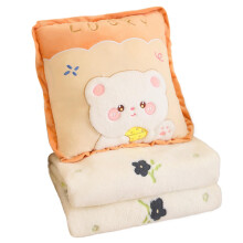 Fleece Pillow Blanket - Soft Yellow Comforter for Relaxation and Travel, Reversible and Portable Design
