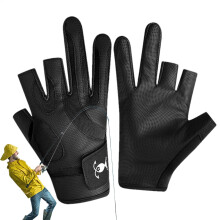 Fishing Gloves for Men and Women, Three Finger Waterproof Sunscreen Gloves, Breathable Cooling Mittens for Outdoor Fishing - Black