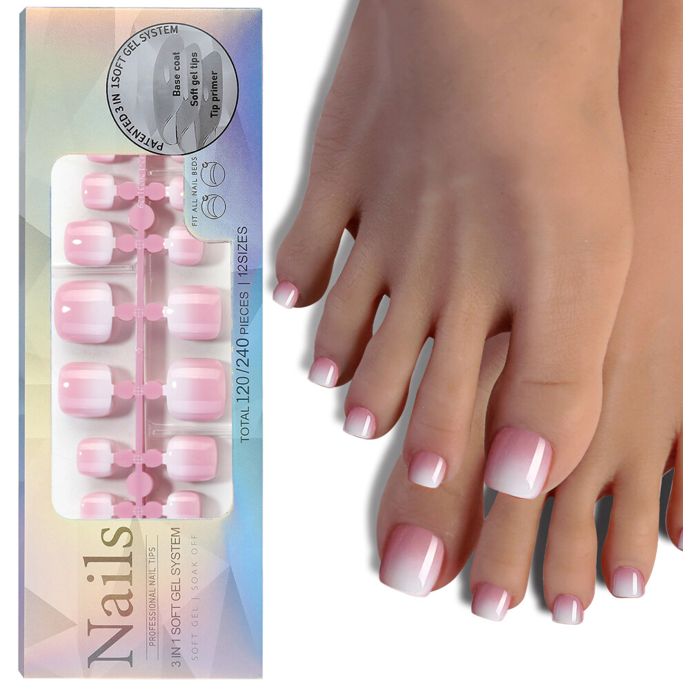 120PCS French Gel Toenail Tips French Tips Press