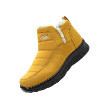 Pair of Snow Boots Men's Winter Boots Yellow 39.5 EU Cotton Padded Warm Women's Boots Leather Shoes