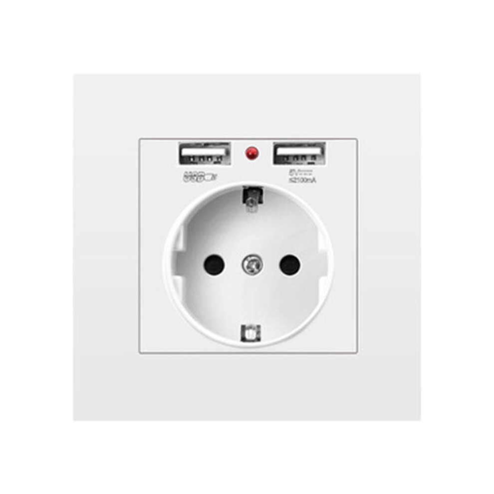 (White) 16A 250V Usb Power Socket Wall Socket Eu Standard With 2 Usb Ports Power Panel Smart Led On Off Power Outlet 6112212096574